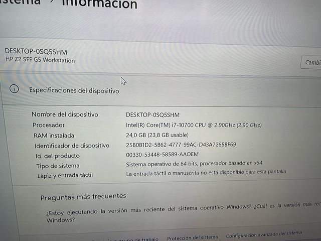 Componentes HP z2 SFF G5 Workstation