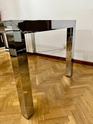 Mesa comedor cristal y metal con 6 sillas