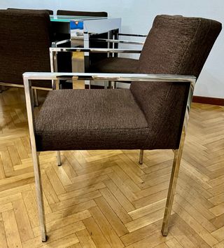 Mesa comedor cristal y metal con 6 sillas