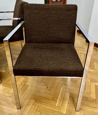 Mesa comedor cristal y metal con 6 sillas