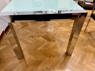 Mesa comedor cristal y metal con 6 sillas