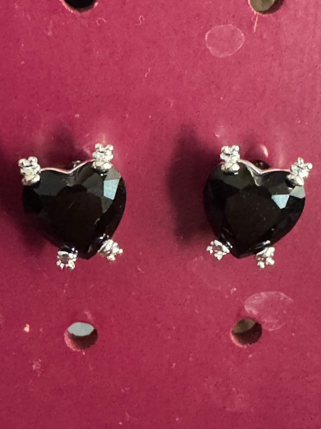 Pendientes Corazón Plata S925 Negro