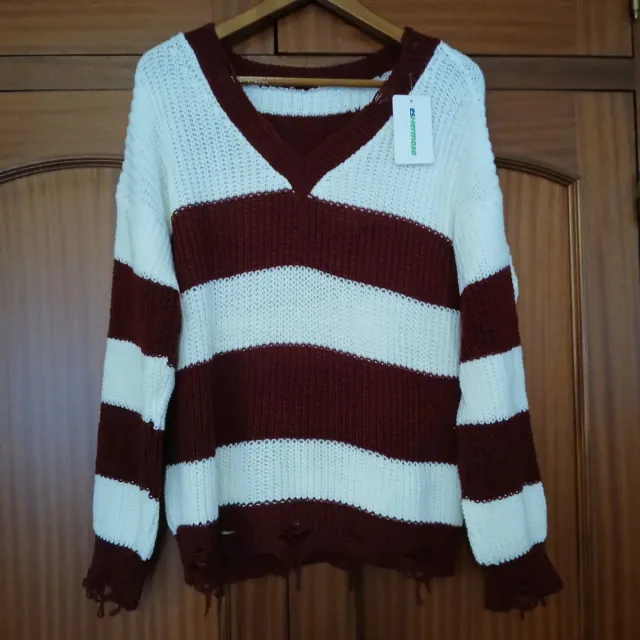 Jersey rayas marrón y blanco