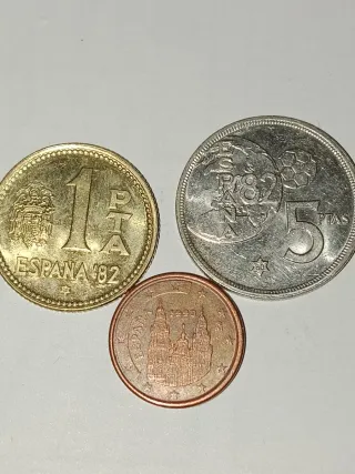 Lote 3 monedas España: Mundial 82 y 1 céntimo 1999