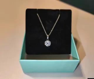 Collana con pendente in acciaio e zirconi