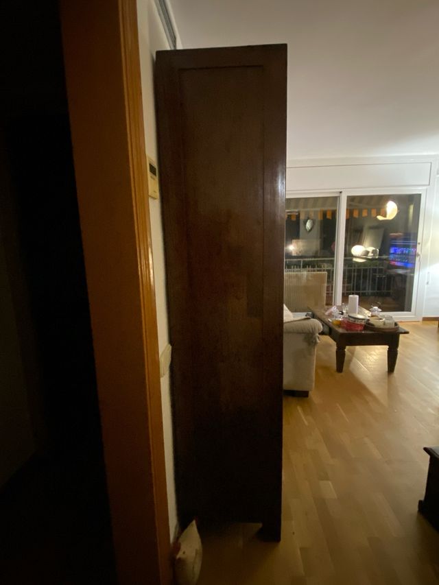 Vitrina de TECA maciza con puertas de cristal