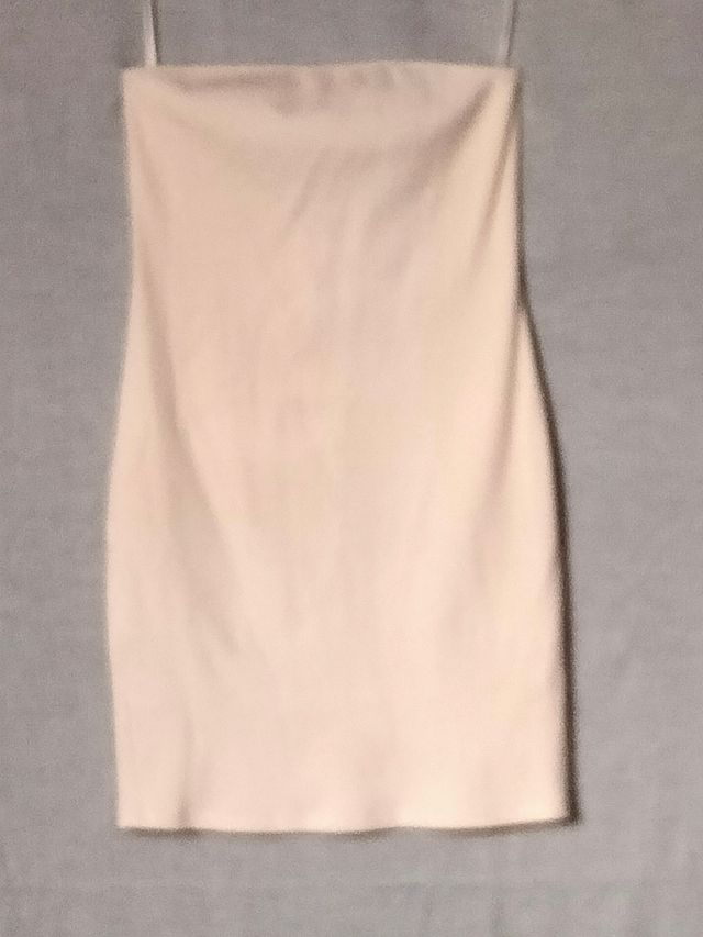 Vestido bandeau Mango beige T. M