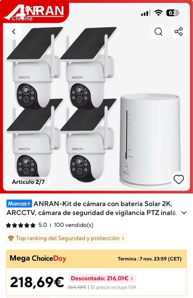 Kit 4 Cámaras Vigilancia WiFi ANRAN 4MP Exterior
