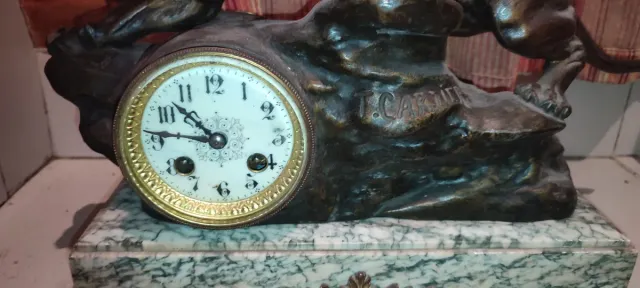 Antiguo Reloj t. cartier sobremesa bronce pantera