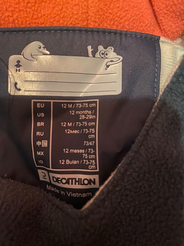 Conjunto nieve bebé niña 1 año