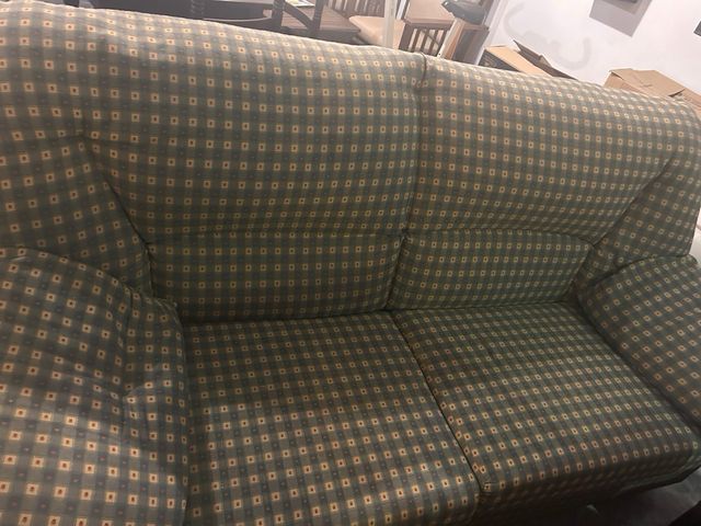 Sofá 2 plazas verde estampado está como nuevo