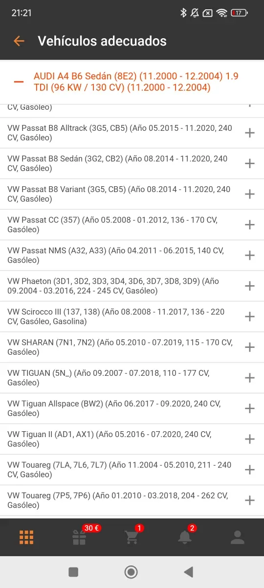 4 juegos Juntas inyector Audi Seat Skoda vw man