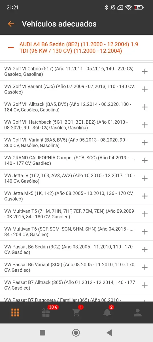 4 juegos Juntas inyector Audi Seat Skoda vw man