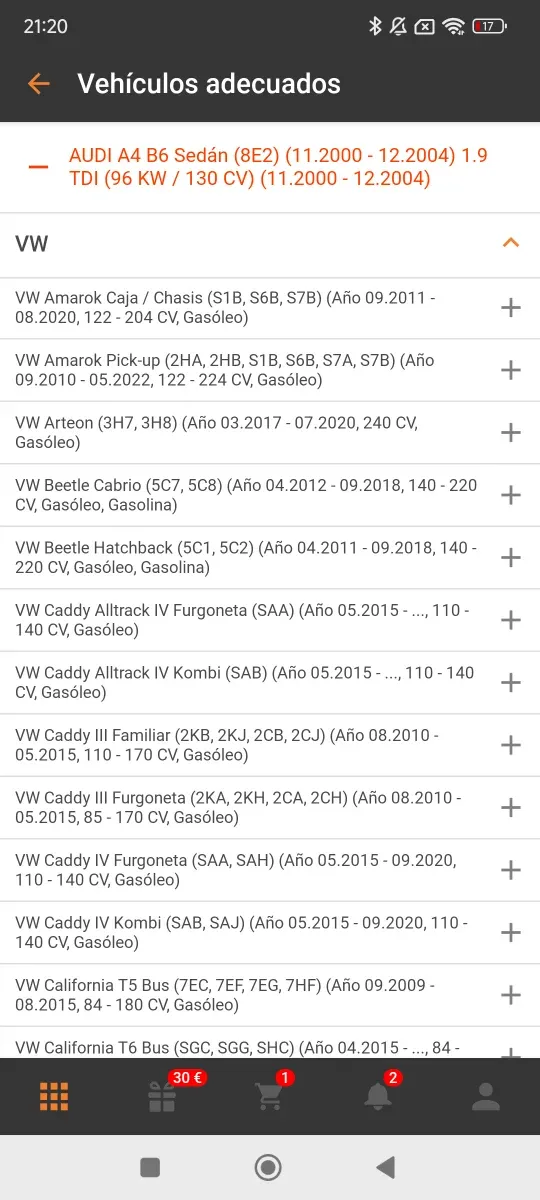 4 juegos Juntas inyector Audi Seat Skoda vw man