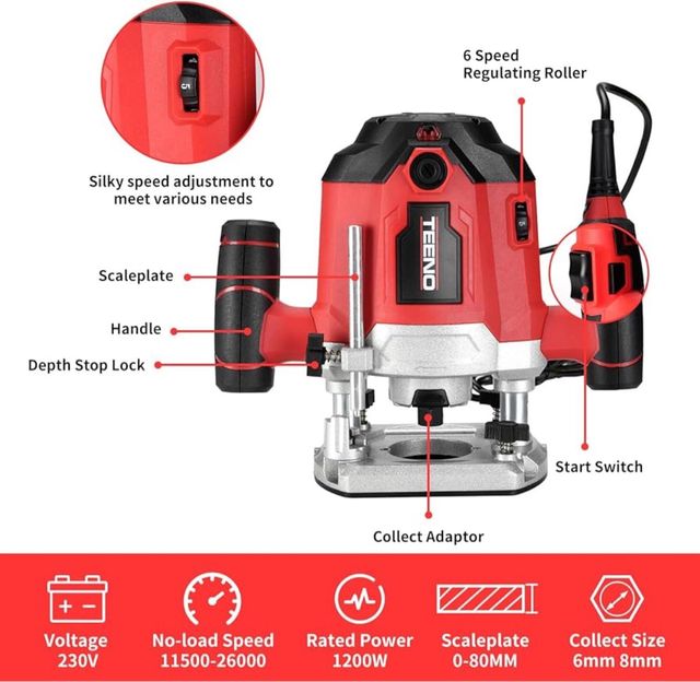 Fresadora Eléctrica Madera 1200W