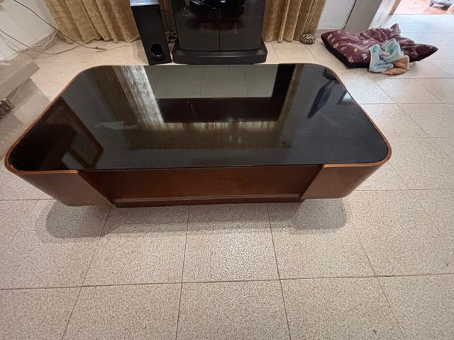 Mesa de centro cristal y madera