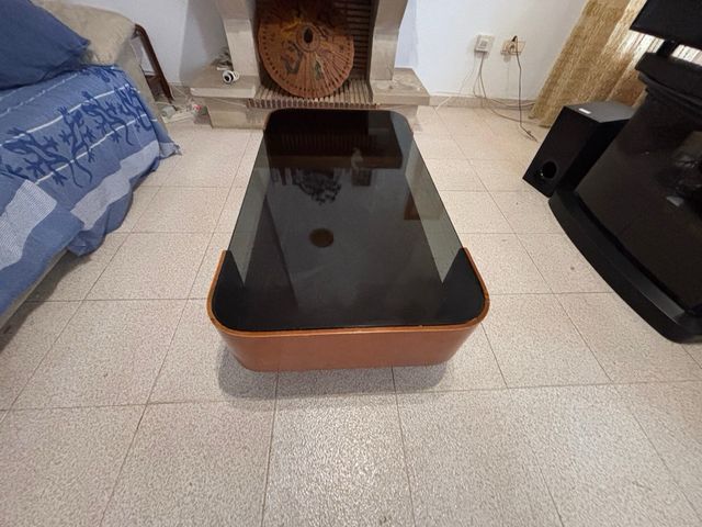 Mesa de centro cristal y madera