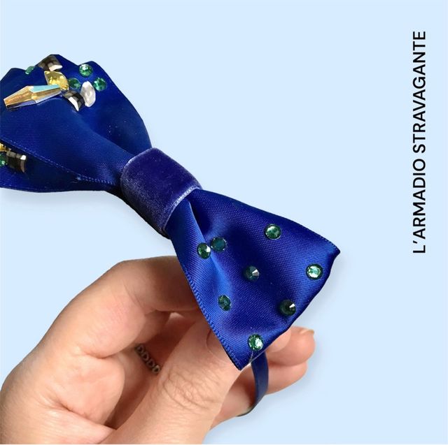 Cerchietto gioiello blu con strass