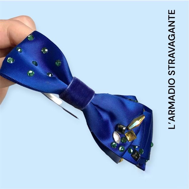 Cerchietto gioiello blu con strass