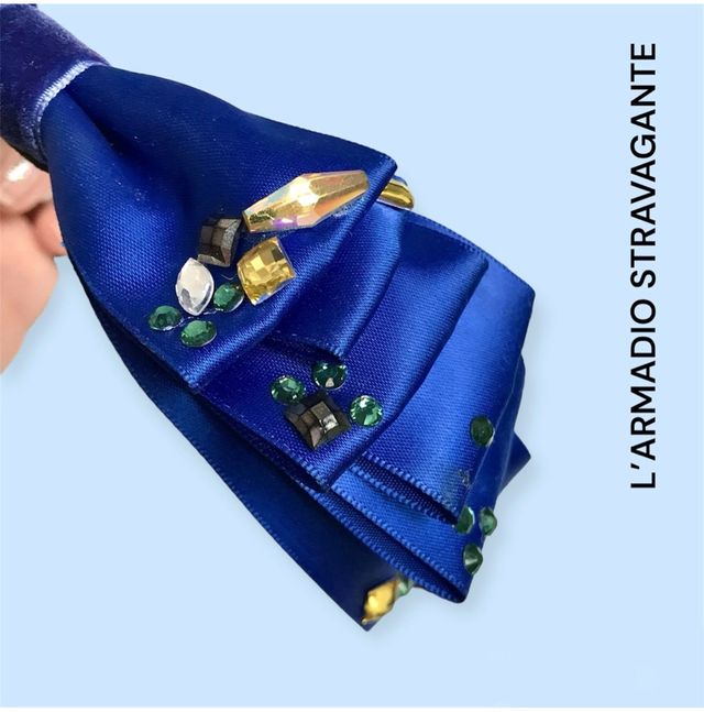 Cerchietto gioiello blu con strass