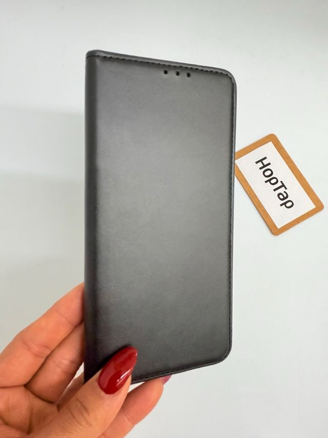 Custodia libro in pelle nera per Motorola G14