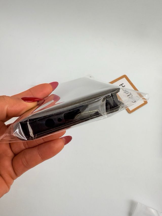 Custodia libro in pelle nera per Motorola G14