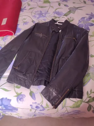 Cazadora de piel marrón mujer