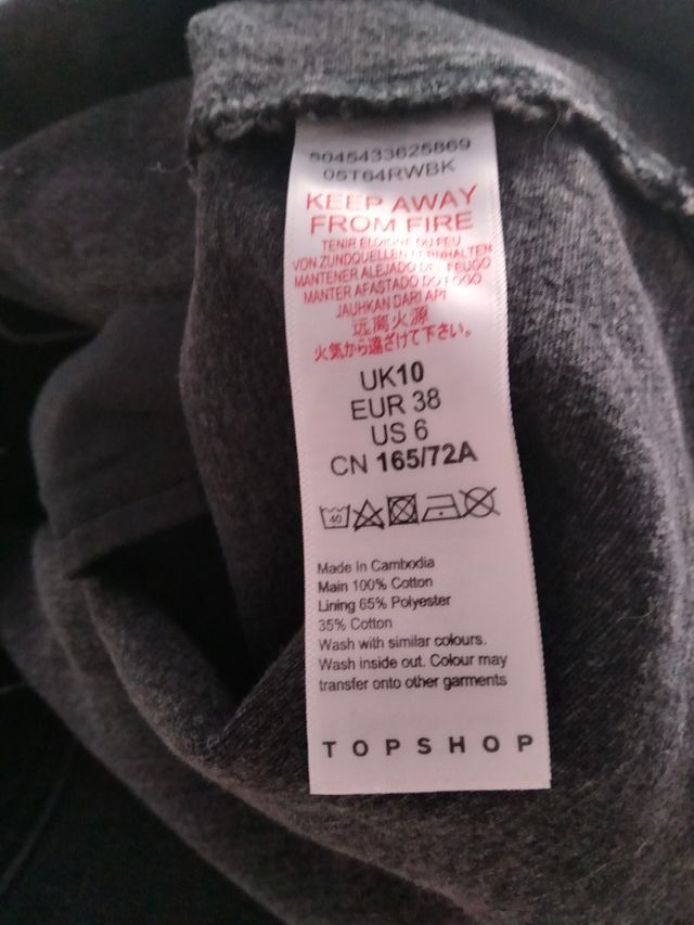 Falda Topshop negra T.38 nueva