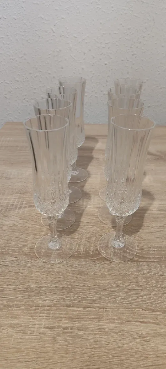 8 Copas de champán de cristal