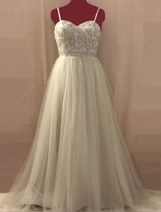 Vestido tul plateado/blanco T.38