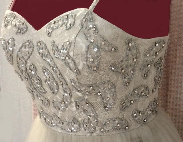 Vestido tul plateado/blanco T.38