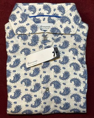 Camisa Brancaccio Italiana Paisley Azul Beige
