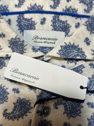 Camisa Brancaccio Italiana Paisley Azul Beige