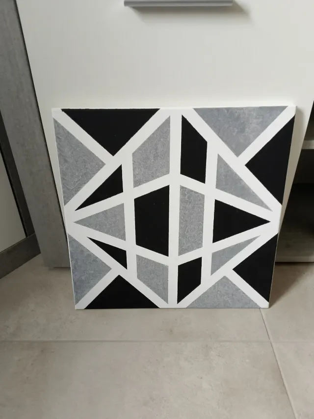 Quadro astratto geometrico dipinto a mano
