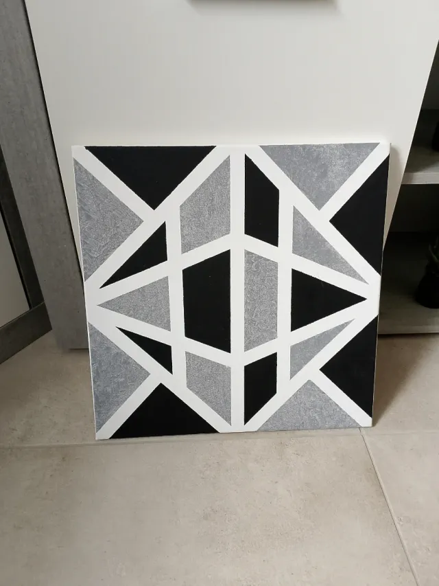 Quadro astratto geometrico dipinto a mano
