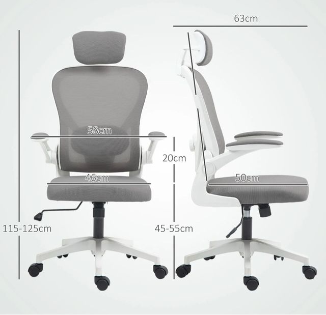 Silla de oficina ergonómica gris y blanca
