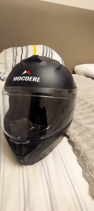 Casco Moto MOCOERL ( M )Negro + Funda de Scooter