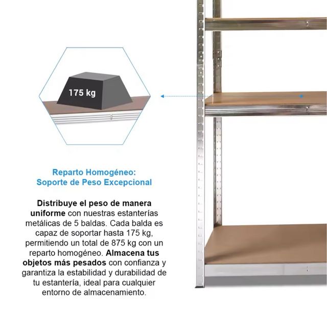 Estantería metálica con 5 baldas regulables