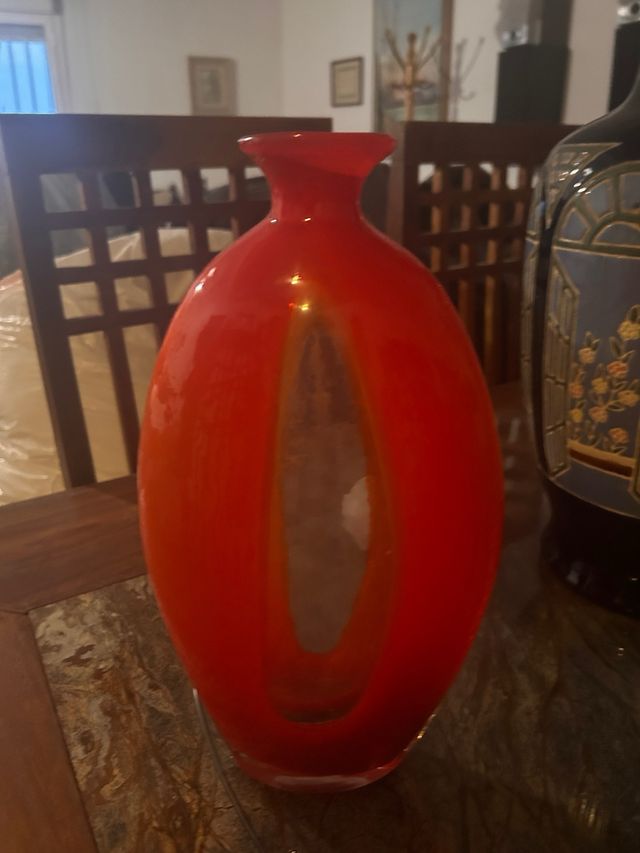 Vaso in cristallo design retrò arancione