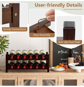 Portabottiglie in bambù marrone per 12 bottiglie