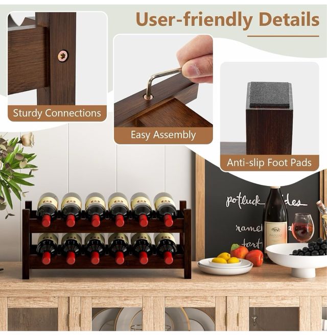 Portabottiglie in bambù marrone per 12 bottiglie