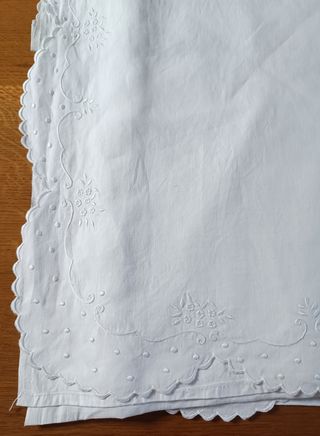 Juego sábanas antiguas hilo bordado hecho a mano