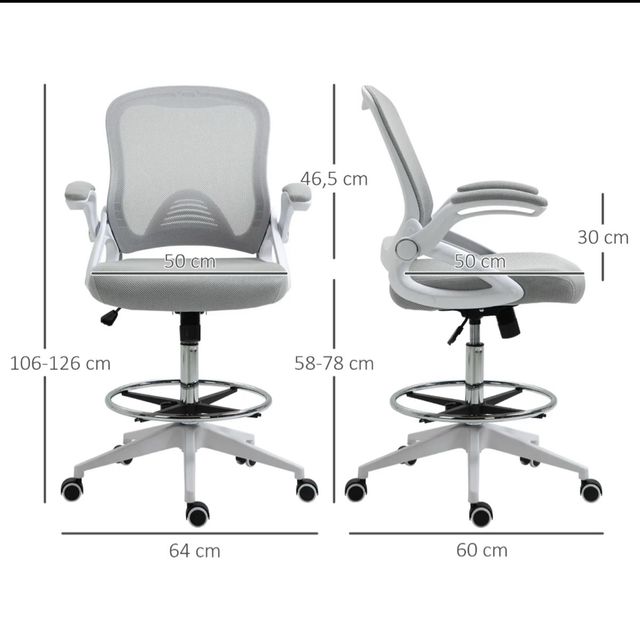 Silla de oficina gris y blanca