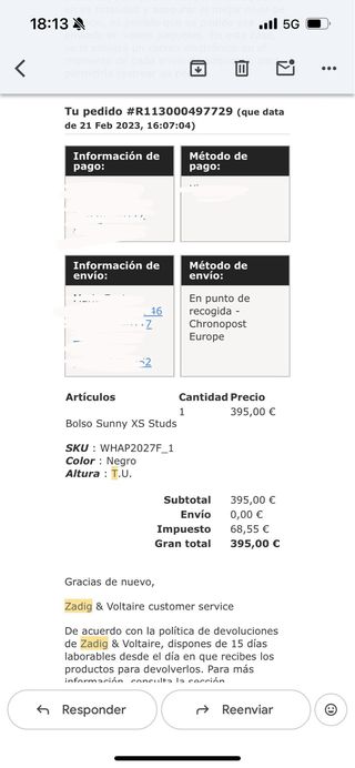 Bolso Zadig & Voltaire negro ORIGINAL