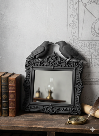Espelho Corvos Gótico Preto
