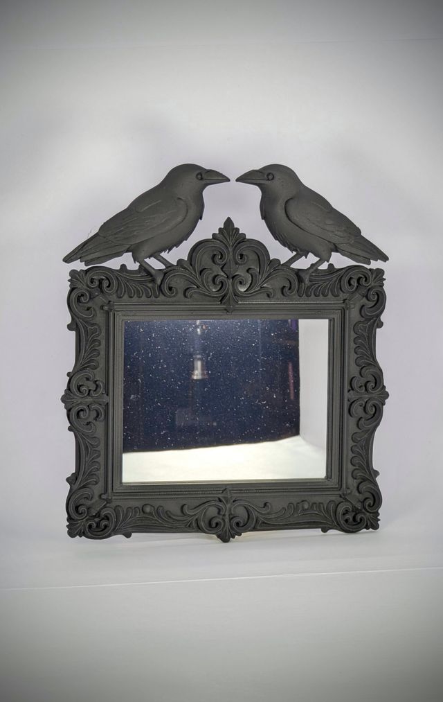 Espelho Corvos Gótico Preto