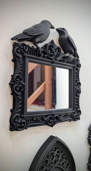 Espelho Corvos Gótico Preto