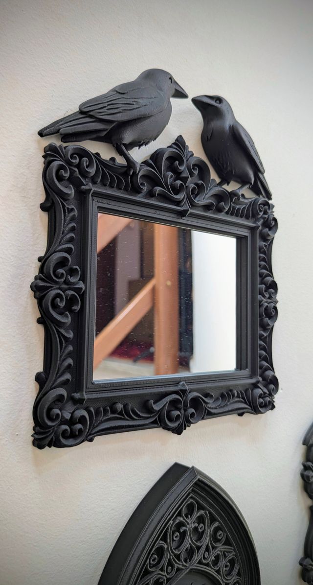 Espelho Corvos Gótico Preto