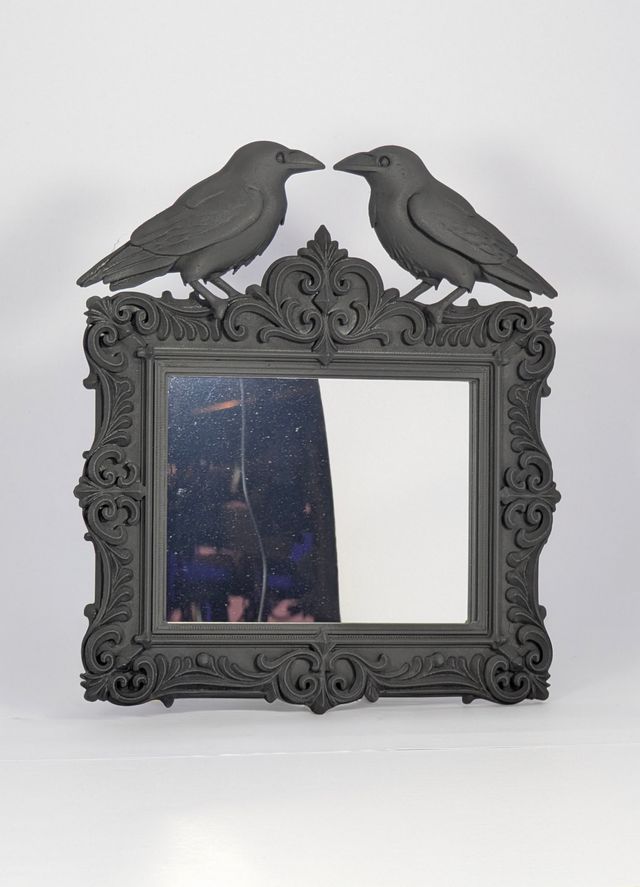 Espelho Corvos Gótico Preto