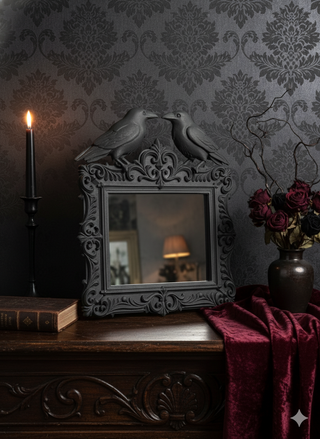 Espelho Corvos Gótico Preto